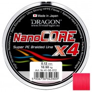 Šňůra DRAGON Nano Core X4 red 0,12mm 10,50kg 200m